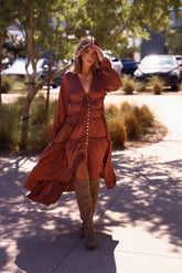 Mocha Ruffle High Low Dress