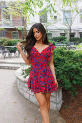 Red Floral Pattern Dress