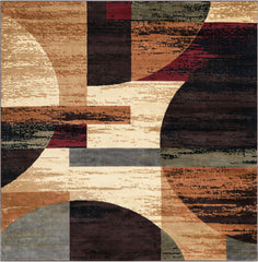 Multicolor 7' 10 x 7' 10 Cafe Square Area Rug 100% Polypropylene With Cotton Backing Modern Abstract Design Carpet for Home Living Room Dining Office Decor for Sale at Rug Engine