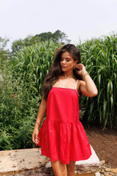 Red Poplin Mini Dress