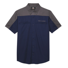 ♂ Kurzarm Hemd #1, Blau/Grau, 96567-22VM