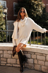 Oversized Sweater Dress With Scarf