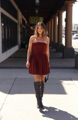 Mulled Wine Suede Mini Dress