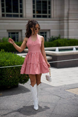 Red Halter Striped Mini Dress