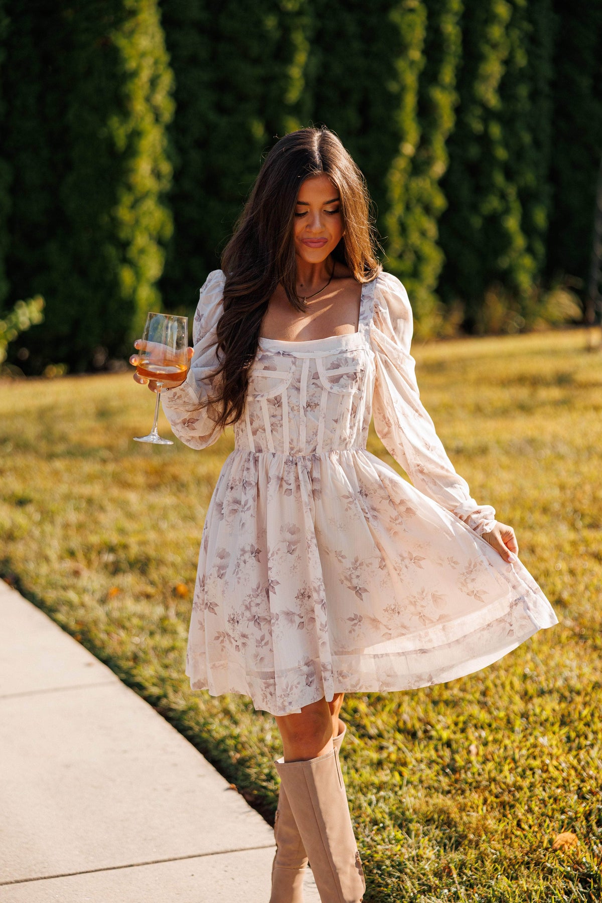 Floral Chiffon Corset Dress