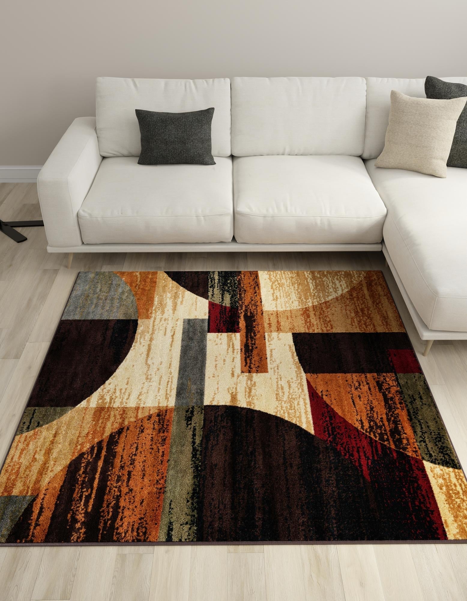 Multicolor 7' 10 x 7' 10 Cafe Square Area Rug 100% Polypropylene With Cotton Backing Modern Abstract Design Carpet for Home Living Room Dining Office Decor for Sale at Rug Engine