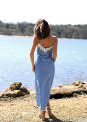 Chambray Lace Midi Dress