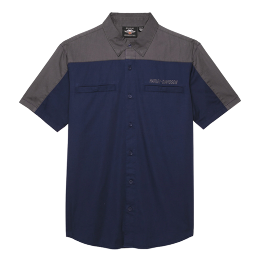 ♂ Kurzarm Hemd #1, Blau/Grau, 96567-22VM