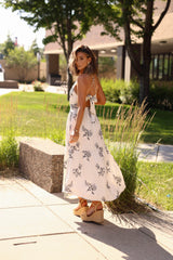 Natural Floral Linen Dress