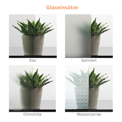 Schiebetür mit Schiebetürzarge Designkante 70 mm Bekleidung mit Lichtausschnitt soft-weiß 2 breite Rillen - Modell Designtür QB21LAM