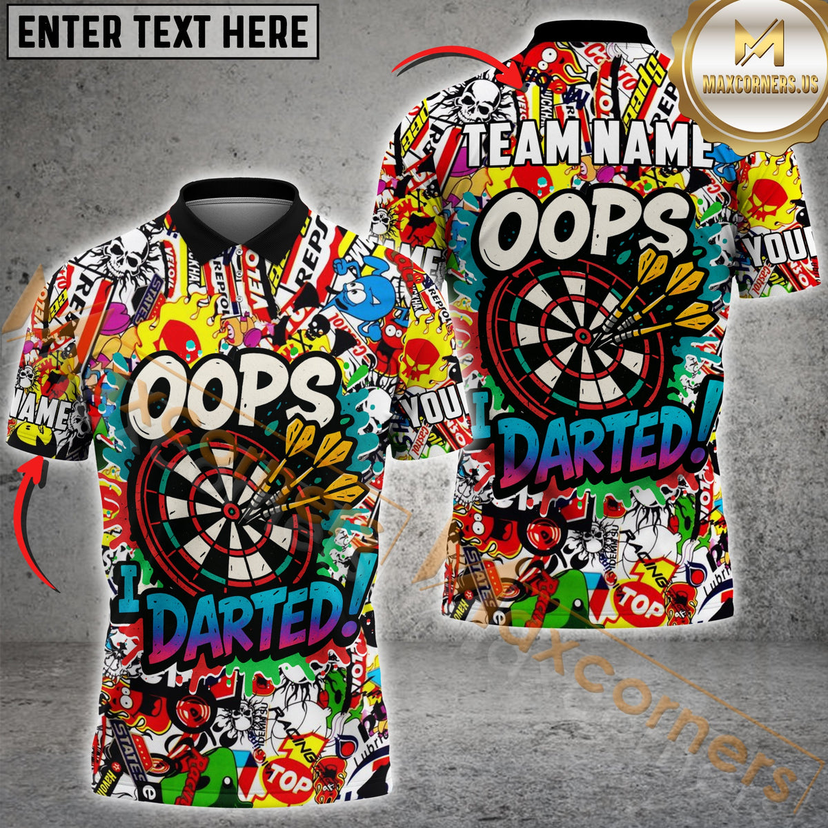 Maxcorners Darts Oops! I Darted Personalized Name 3D Unisex Shirt