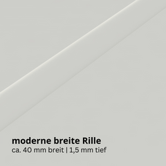 Schiebetür mit Schiebetürzarge Designkante 70 mm Bekleidung mit Lichtausschnitt soft-weiß 2 breite Rillen - Modell Designtür QB21LAM