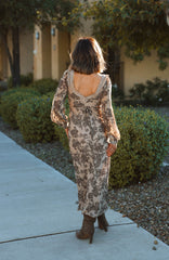 Tan Paisley Print Maxi Dress