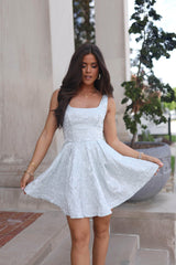 Sage Jacquard Mini Dress